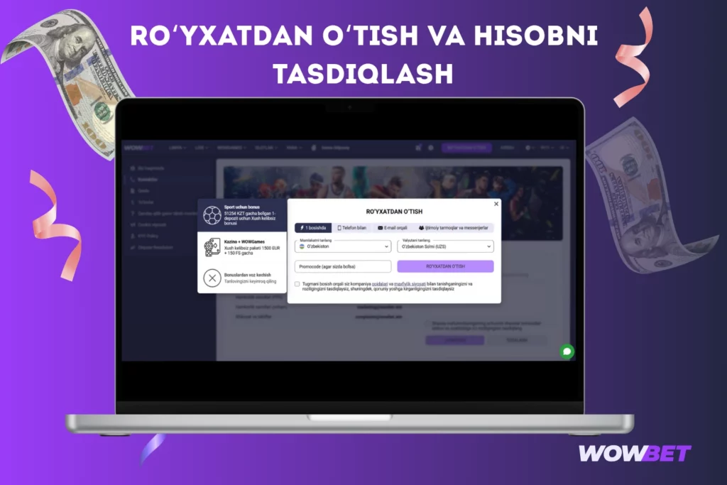 Ro‘yxatdan o‘tish va hisobni tasdiqlash
